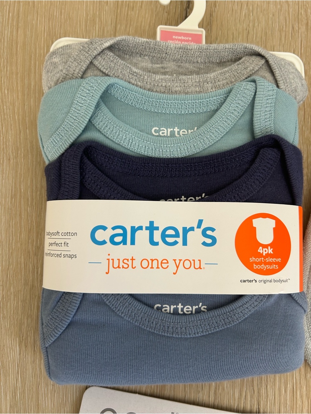 Carter's 4-Pack Short-Sleeve Bodysuits in Gray, Light Blue, Navy, and Slate
